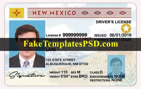 New Mexico Drivers License Template 2024