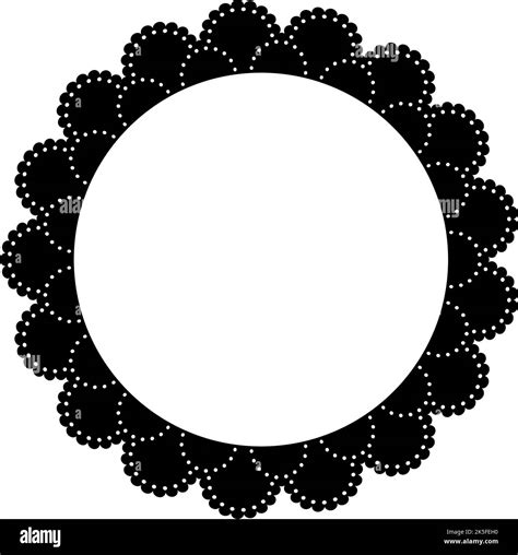 Scalloped Edge Round Stroke Simple Circle Scalloped Border Fabric Lace Silhouette Frame