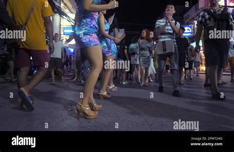 thai bar girls dancing at bangla road famous sex tourism street in phuket 4k stock video