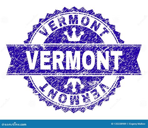 Grunge Textured Vermont Stamp Seal With Ribbon Stock Vector