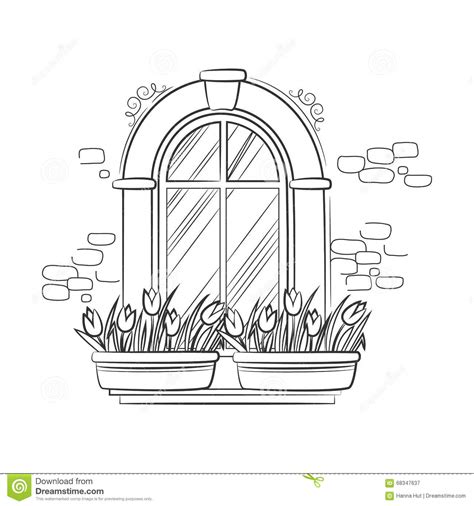 Cars set free cad drawings. Window with flower tulips stock vector. Illustration of ...