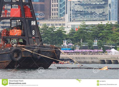 Hk Style Of Pontoon At Victoria Harbour Editorial Photo Image Of Boat