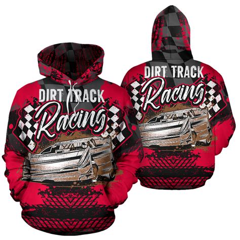 Dirt Track Racing All Over Print Hoodie Red With Free Shipping Today