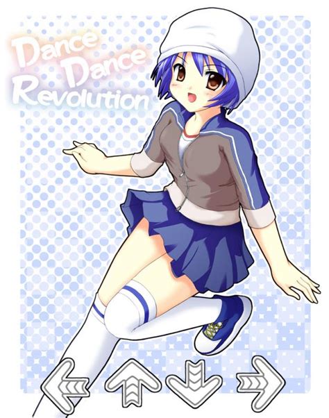 Toshiba Emi Dance Dance Revolution Tagme Blue Hair Blue Theme Dancing Hat Purple Hair