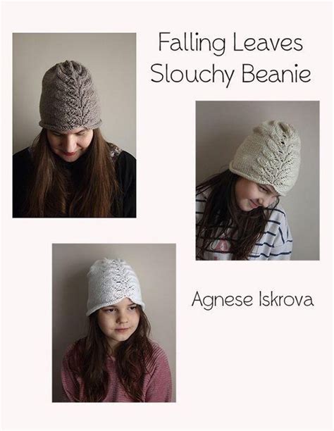 Falling Leaves Slouchy Beanie Knitting Pattern Ebook Agnese Iskrova