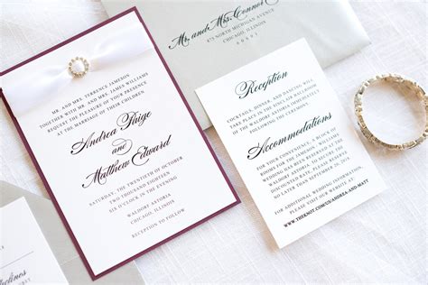 Elegant Formal Layered Wedding Invitation With Satin Ribbon And