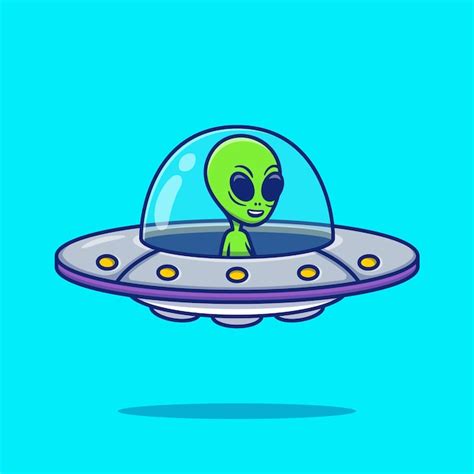 Premium Vector Cute Alien Ufo Cartoon Illustration Space Icon Concept