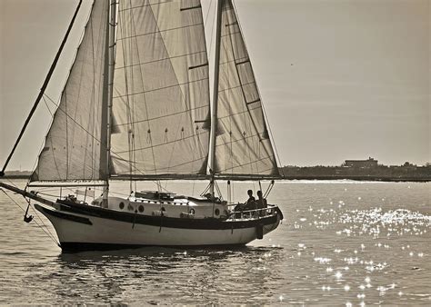Gaff Rigged Ketch Cutter Sailing The Charleston Harbor Photograph By