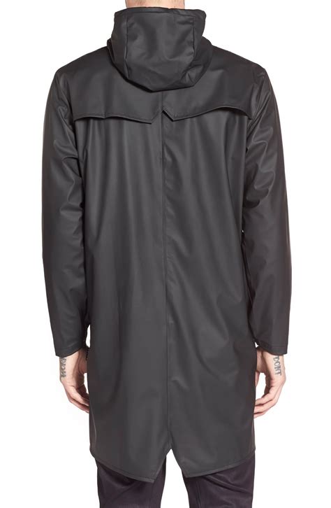 Rains Waterproof Hooded Long Rain Jacket In Black For Men Lyst