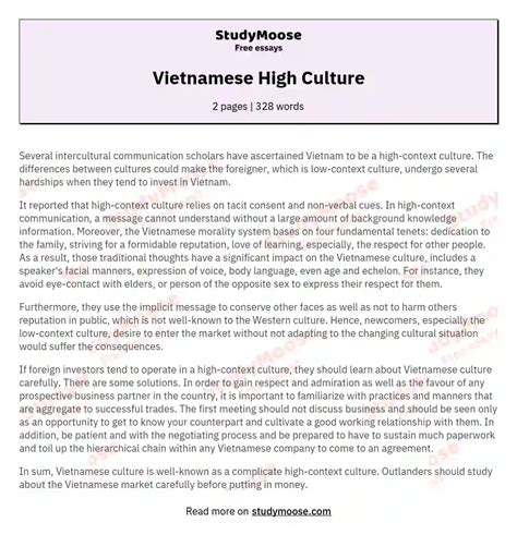 Vietnamese High Culture Free Essay Example