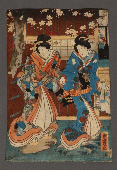 Geishas Holding Hands Art Oriental