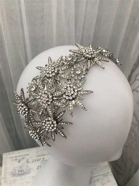 celestial star headband silver star headpiece celestial etsy bridal crown crystal headband