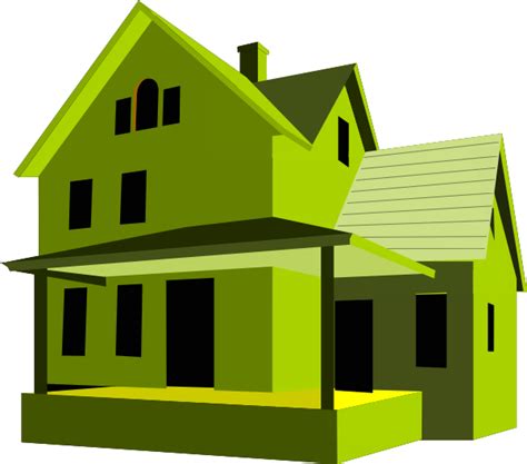 House 3d Art Green Color Property Clipart Png Download Full Size