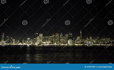 San Francisco Night Skyline Stock Image Image Of Cloud Journey 37001029