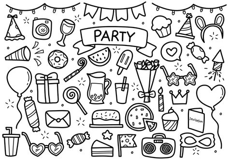 Party Doodle Collection Vector Art At Vecteezy