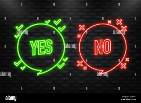 Neon Icon Yes Or No Doodle Green And Red Illustration On White