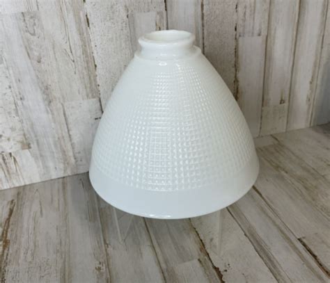 Vintage White Milk Glass Torchiere Lamp Shade Waffle Pattern