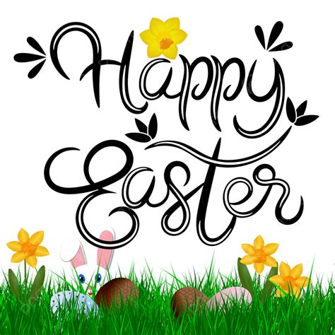 Happy Easter Bunny Png Image Happy Easter Lettering With Bunny Easter