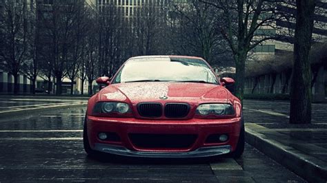 Wallpaper Rain Drops Cars Front View Bmw E46 Red Resolution