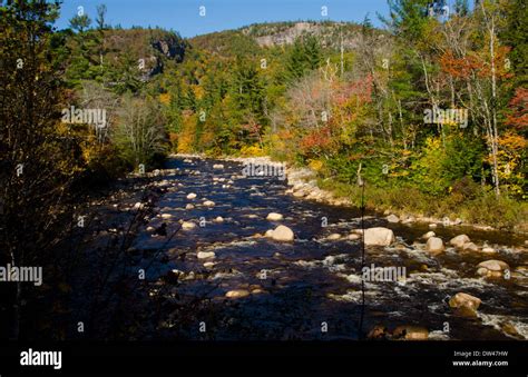 Kancamagus Highway New Hampshire Near Conway Swift River With Rocks And