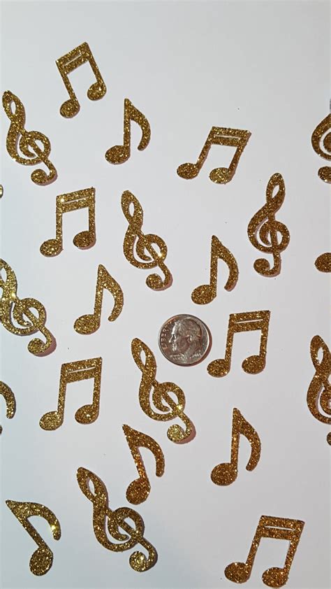 Gold Glitter Music Notes Confetti Birthday Party Die Cut Etsy