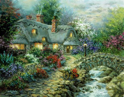 Country Cottage Painting By Nicky Boehme Fine Art America