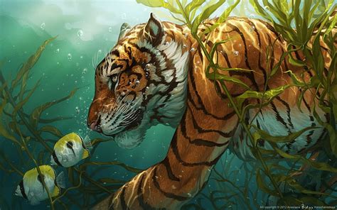 3840x2160px Free Download Hd Wallpaper Tiger Drawing Underwater