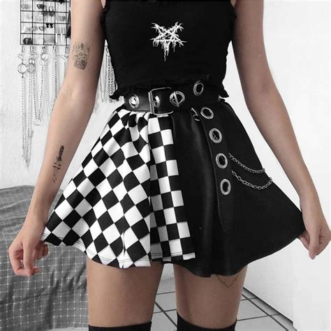 Gothic Plaid Skirt E Girl Grunge Y K Punk Skirt Etsy