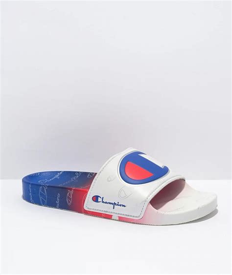 Sandals Slides Champion Ipo Fade White Blue Slide Sandals Mens