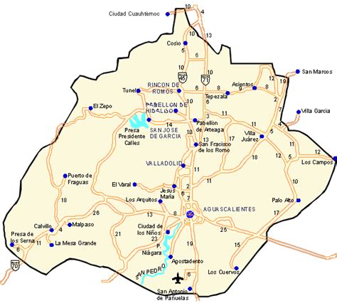 Mapa Del Estado De Aguascalientes Aguascalientes Mapa