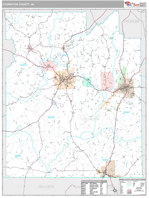 Covington County Al Wall Map Premium Style By Marketmaps Mapsales