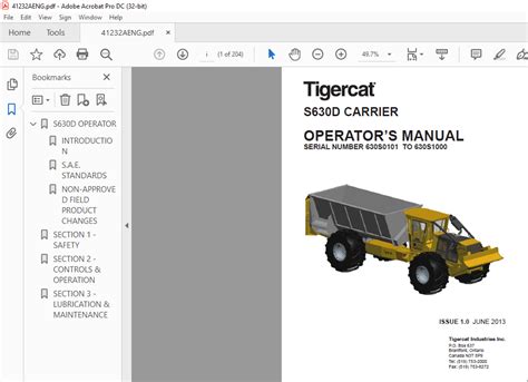 Tigercat S D Carrier Operators Manual Sn S To S Pdf