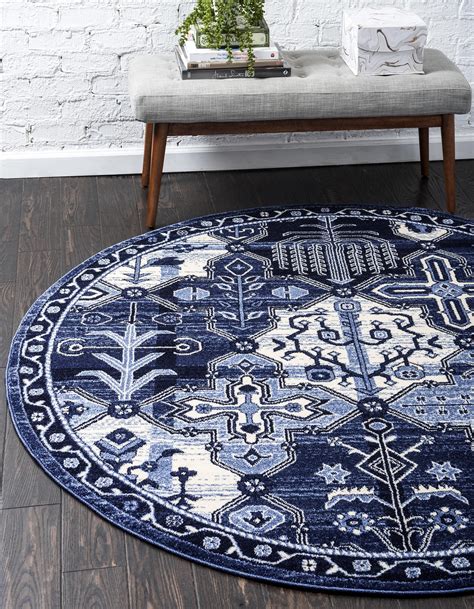 Blue 3 3 X 3 3 Vista Round Rug Eclectic Area Rug Round Rug Living