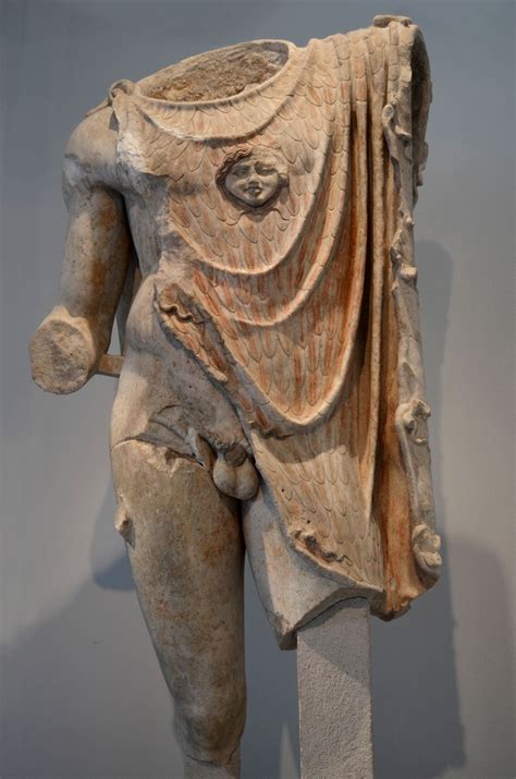 This Statues Bears The Distinctive Features Of Aegis Bearing Zeus The Figure Is Naked And