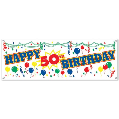 large happy 50th birthday colourful party banner 1 5m x 53cm 50th birthday party party banners