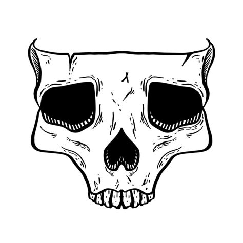 Premium Vector Hand Drawn Human Skull Tattoo Vector Illustration