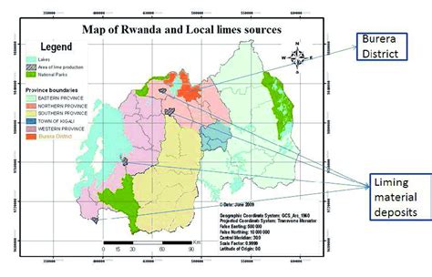 Map Of Rwanda Showing Lime Deposits And Burera District