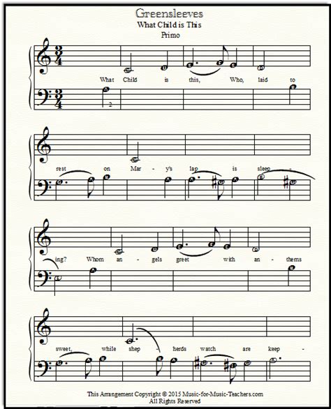 Minimum required purchase quantity for these notes is 1. Greensleeves Free Sheet Music for Piano! Easy But Beautiful