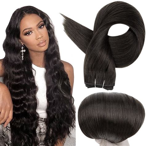 1b Natural Black Straight Weft Weave Human Hair Extensions 20 120g