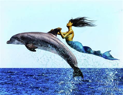 The Mermaid And The Dolphin Mixed Media By Edelberto Cabrera Fine Art