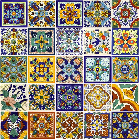 Set Of 25 Individual Tiles 425 X 425 Talavera Mexican Tile Set