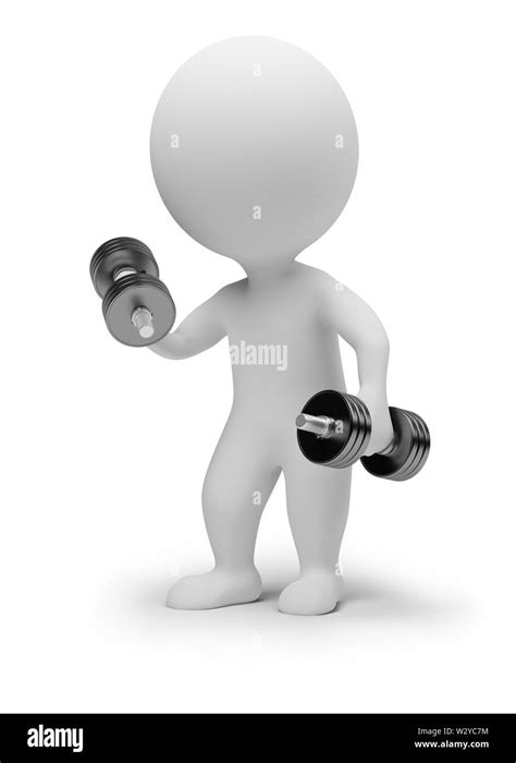 3d Small People With Dumbbells 3d Image Isolated White Background