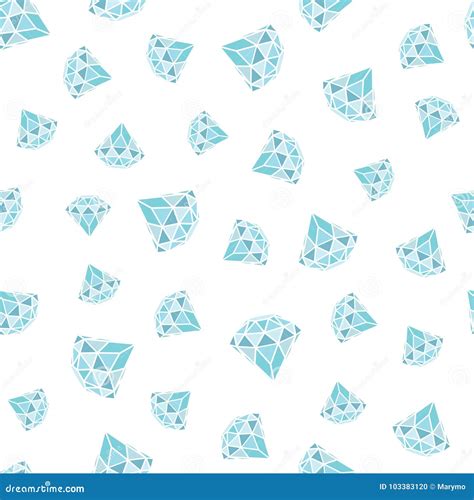Seamless Pattern Of Geometric Blue Diamonds On White Background Trendy