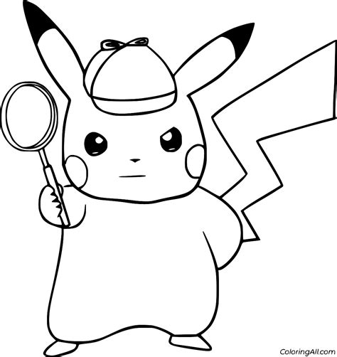 Detective Pikachu Coloring Page Coloringall
