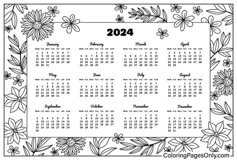 Dibujo De Calendario 2024 Para Colorear Gratis Dibujos Para Imprimir