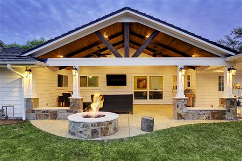 Patio Cover With Fire Pit Houston Texas Custom Patios