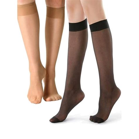 Deago 4 Pairs Womens Sheer Knee Highs Pantyhose With Reinforced Toe 20d Nylon Stockings For