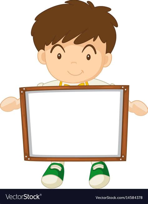 Boy Holding White Board Royalty Free Vector Image Kids Frames Vector