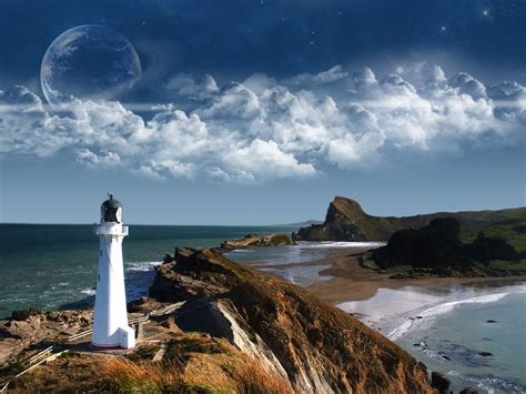 Summer Sunset Lighthouse Desktop Wallpapers Top Free