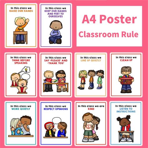 Classroom Rules A4 Educational Posters Kindergarten Classroom